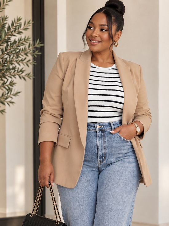 Jackets & Blazers - Tan Oversized Style Blazer